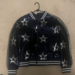 Starry Night Sequin Bomber Jacket
